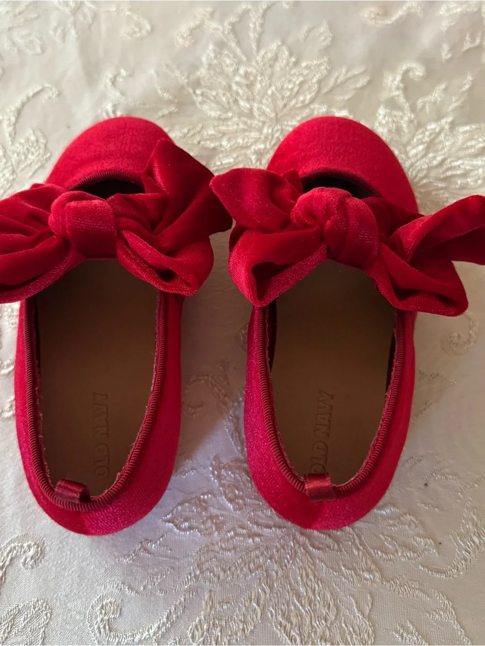 Old Navy Toddler Girls Red Velvet Bow Ballet Flats, Size 9